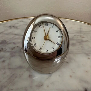 Vintage Silver Desk Alarm Clock Paperweight
